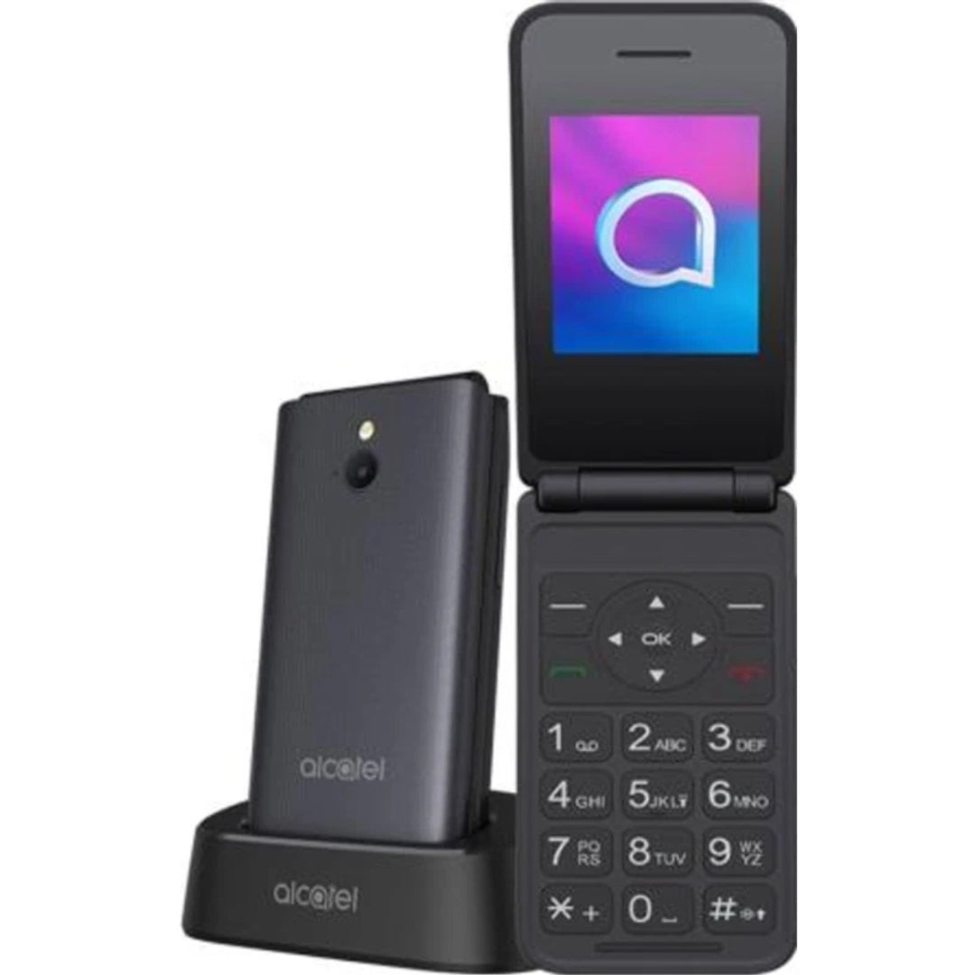 New Alcatel 3082x Sim free Flip 4G Lte Big Button Mobile Phone Dark Grey Hd Voic