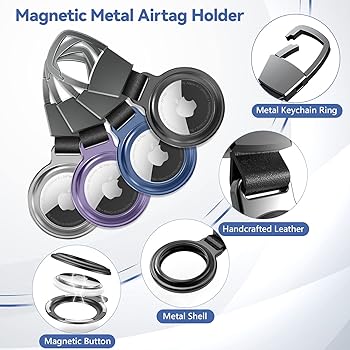 Apple AirTag Holder keychain Magnetic Metal Keyring Carry Case For Air Tag