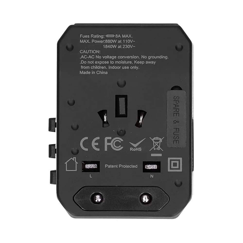 Worldwide Travel Plug adapter with 5 USB Ports - Universal International adapter