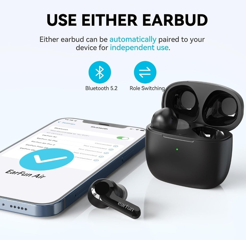 New EarFun Air Wireless Earbuds Bluetooth Earphones 35H Mic Waterproof Deep Bass