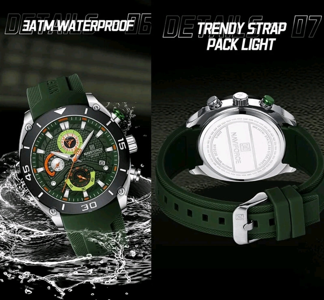 NAVIFORCE Watch for Men Sport Waterproof Quartz Wristwatch Chronograph Military