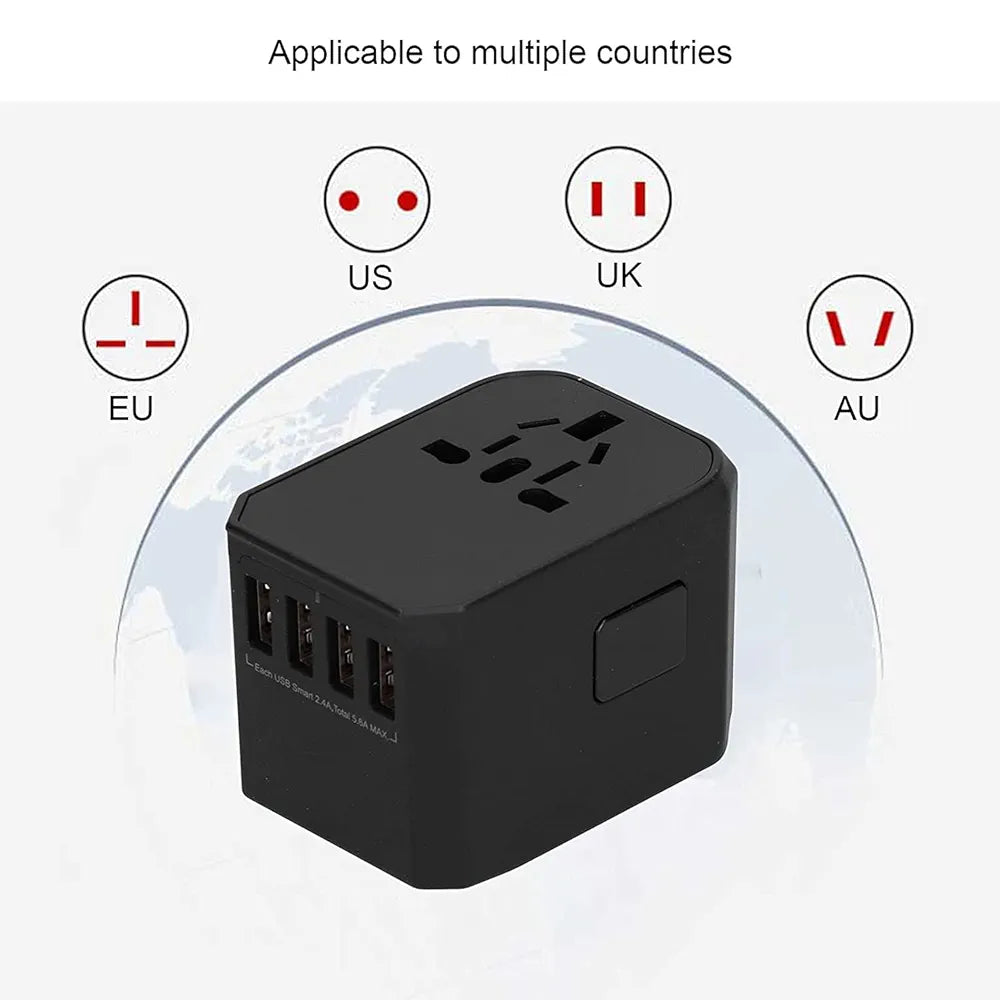 Worldwide Travel Plug adapter with 5 USB Ports - Universal International adapter