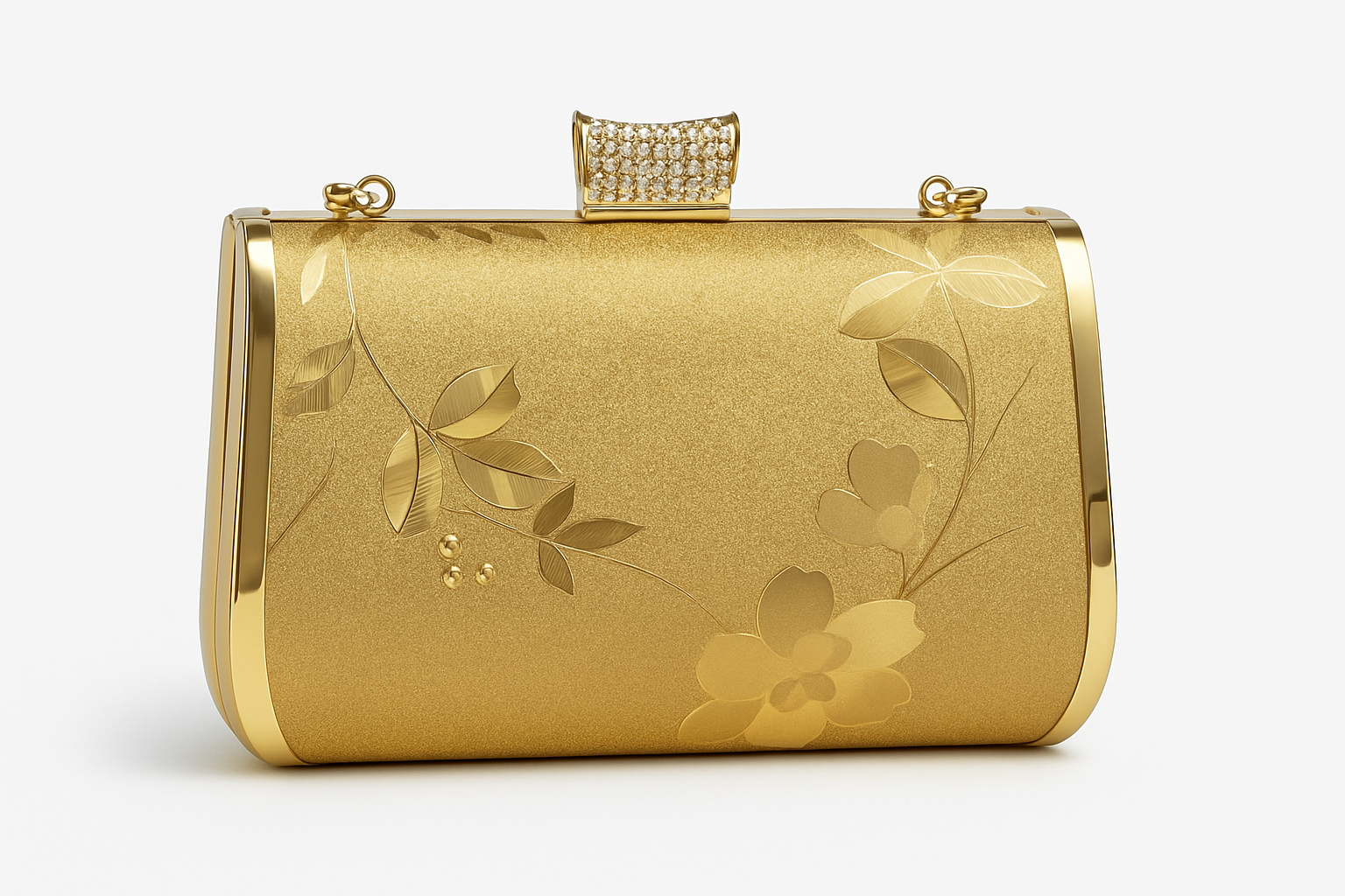 Luxury Gold Floral Crystal Clutch Bag – Evening Handbag with Handle