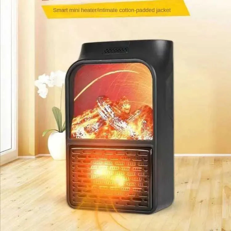 Mini Wall Heater 1000W Plug-In Fan Flame Effect LED Display Timer & Remote Control
