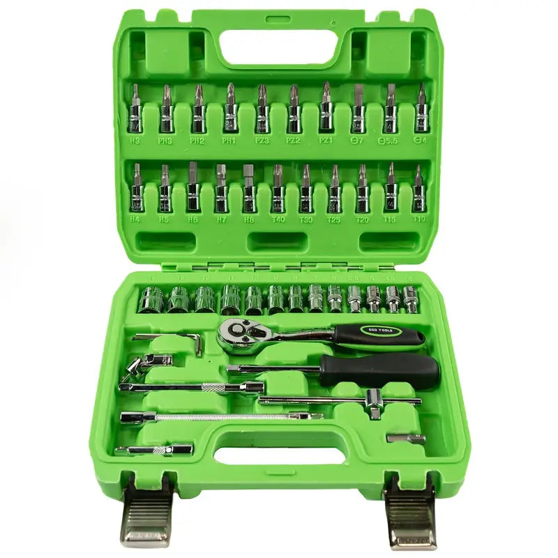 DSD TOOLS 46pc 1/4" Drive Metric Socket & Bit Set DS1036 Ratchet Wrench Screwdriver kit