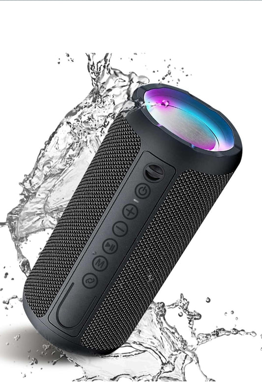 Portable Bluetooth Speaker 10W Loud Bass IPX7 Waterproof 30H Playtime LED Light