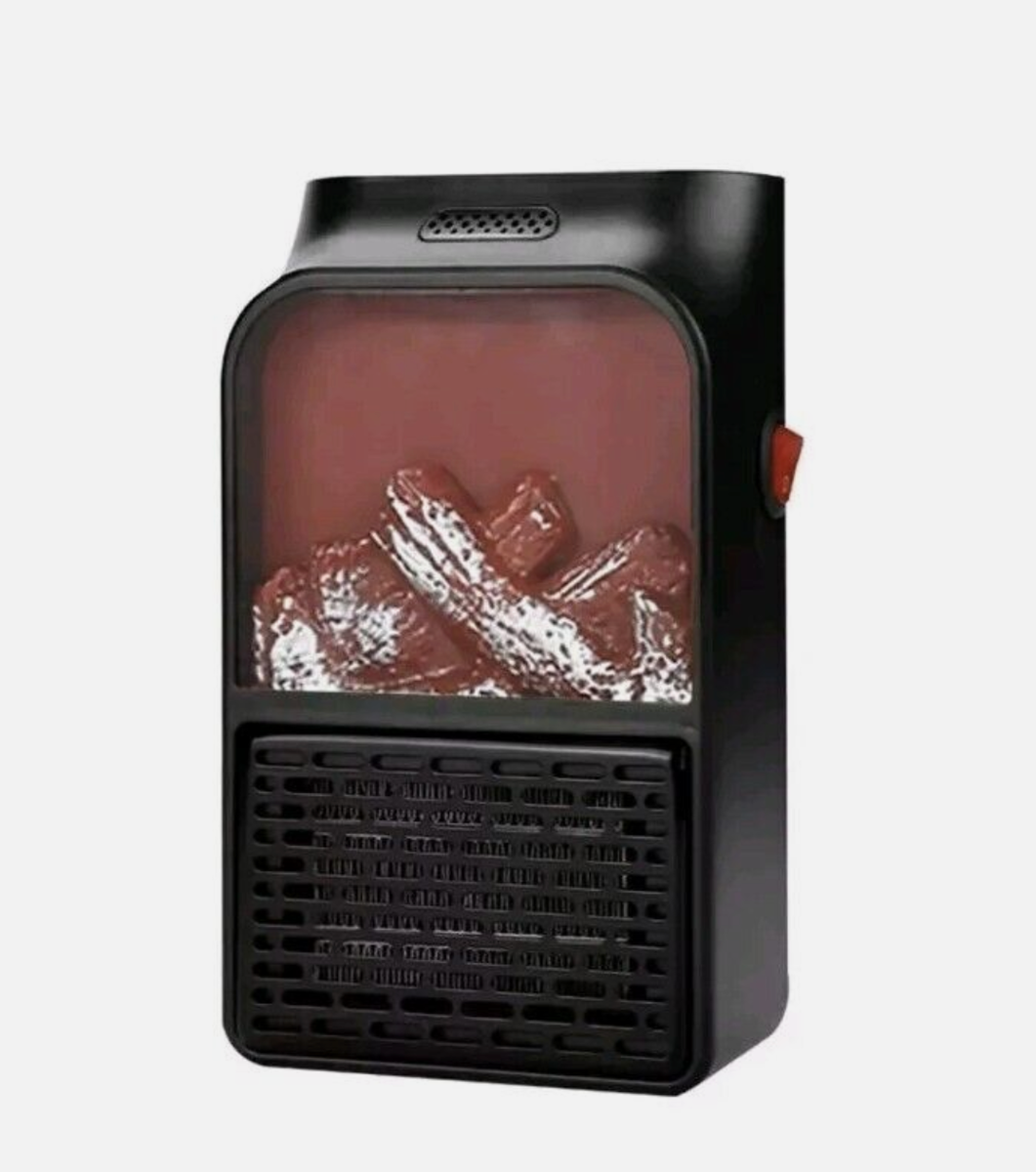 Mini Wall Heater 1000W Plug-In Fan Flame Effect LED Display Timer & Remote Control