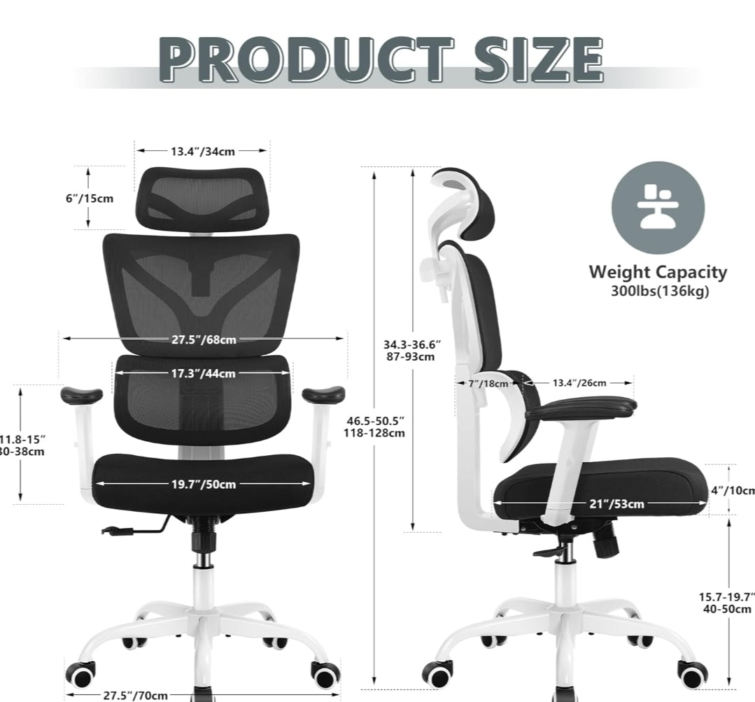 Ergonomic Office Chair- High Back Gaming Recliner with Lumbar Support 3D Armrest