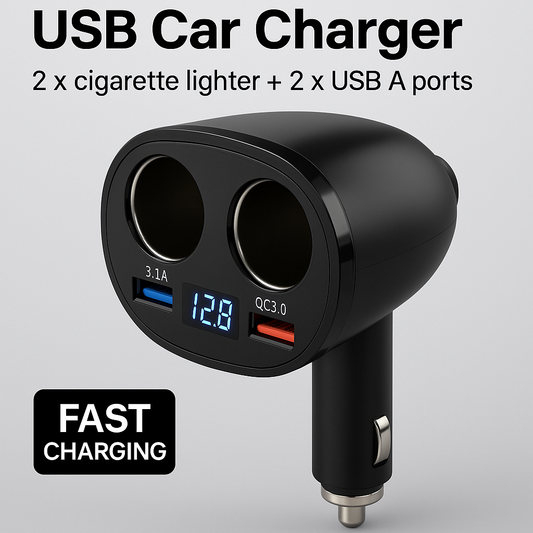 Fast Car Cigarette Lighter Socket Adapter Dual USB Double Plug Charger Splitter