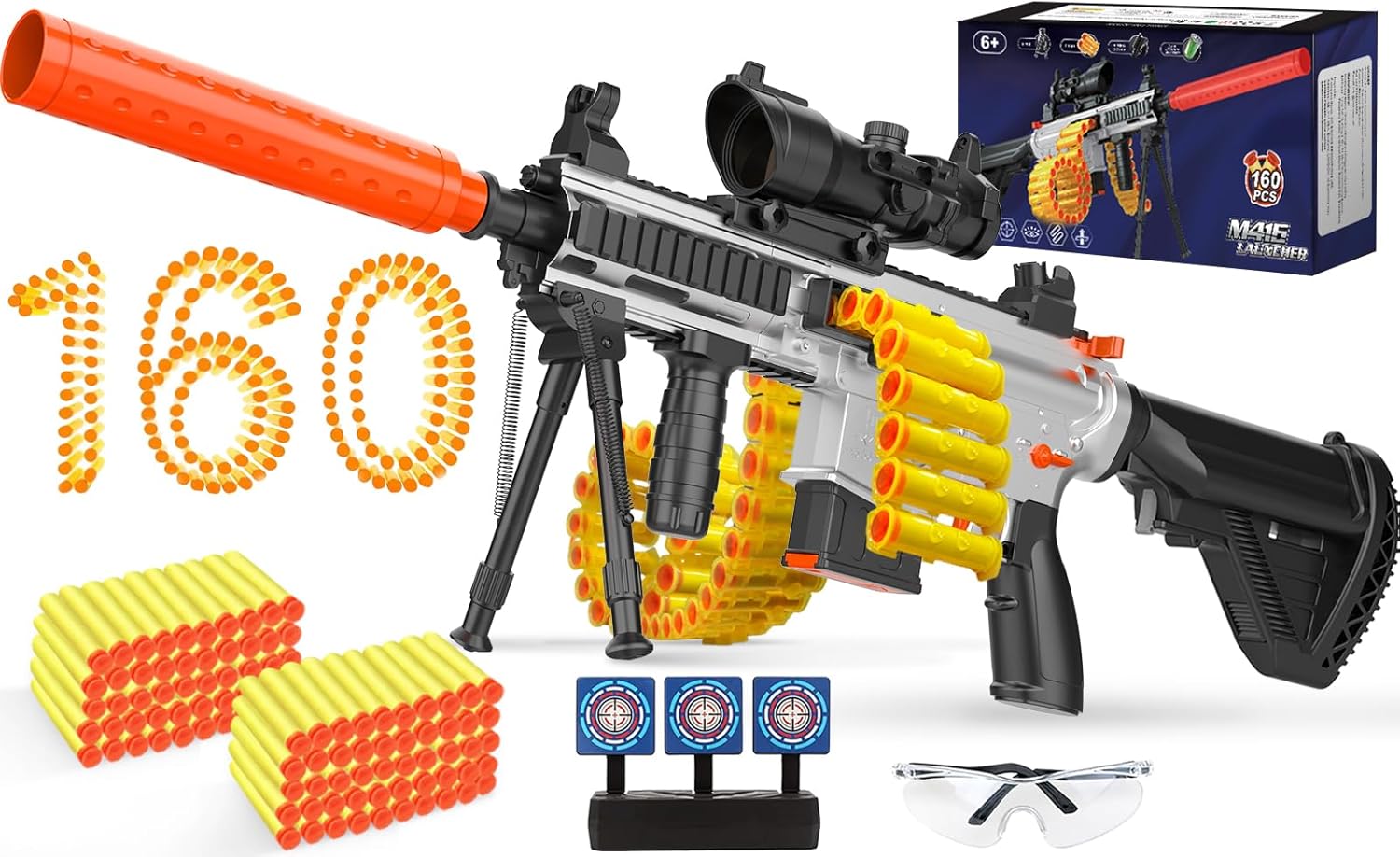 M416 Automatic Toy Guns with Soft Bullet,Kids Shooting Game with Scope, Age 6-12