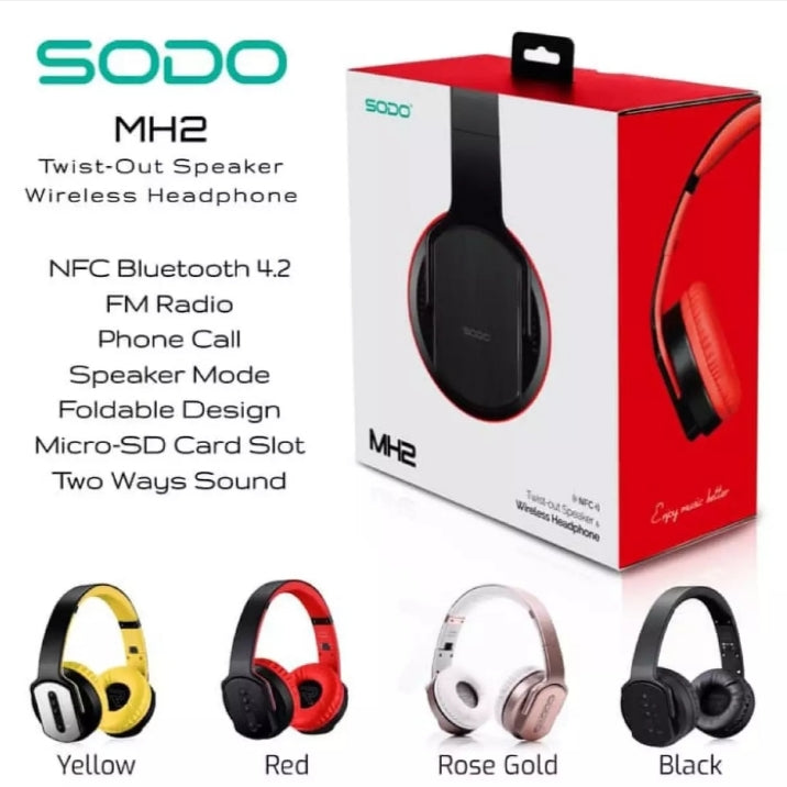 SODO MH2 Bluetooth wireless Headphone and Speaker 2 in 1, SODO Foldable HiFi Stereo