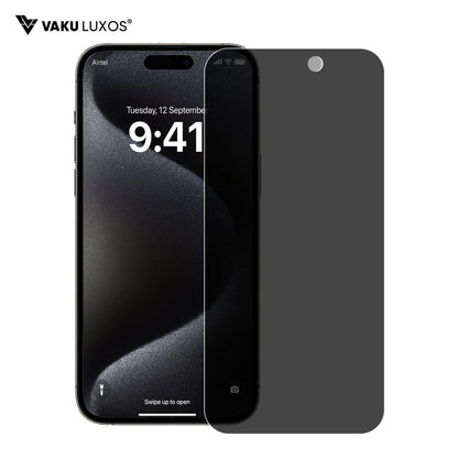 Privacy glass screen protector for Apple iPhone 16, 15, 14,