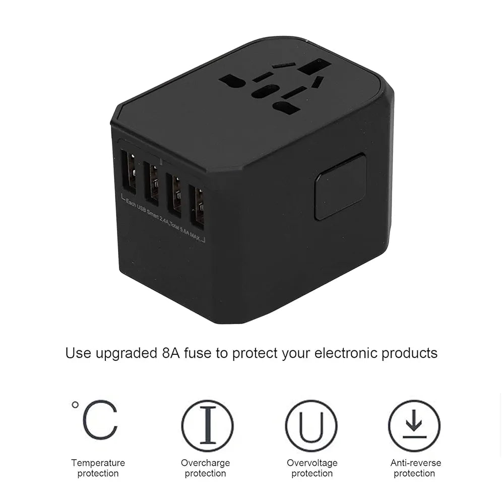 Worldwide Travel Plug adapter with 5 USB Ports - Universal International adapter