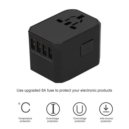 Worldwide Travel Plug adapter with 5 USB Ports - Universal International adapter