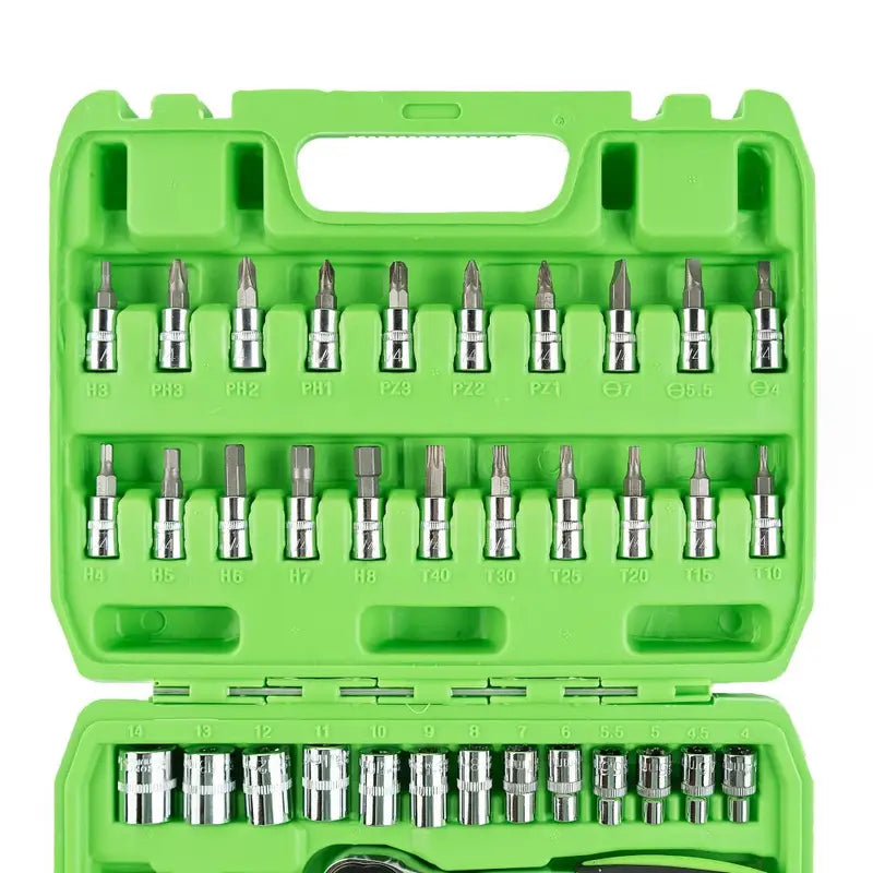 DSD TOOLS 46pc 1/4" Drive Metric Socket & Bit Set DS1036 Ratchet Wrench Screwdriver kit