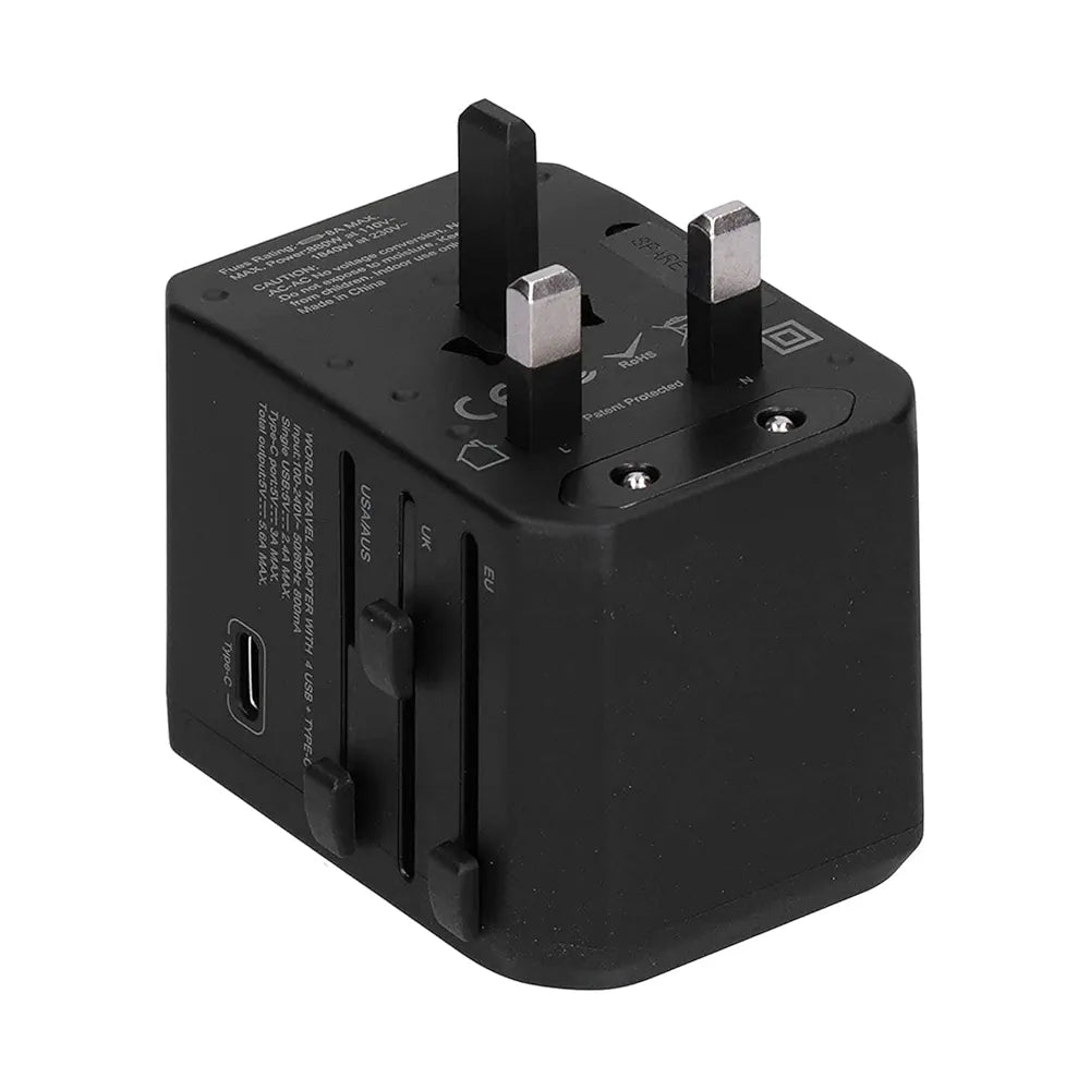 Worldwide Travel Plug adapter with 5 USB Ports - Universal International adapter