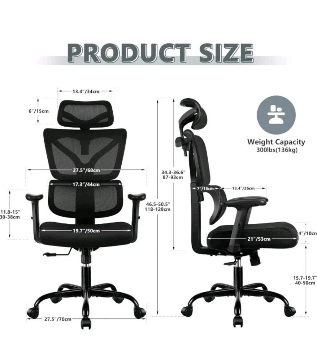 Ergonomic Office Chair- High Back Gaming Recliner with Lumbar Support 3D Armrest