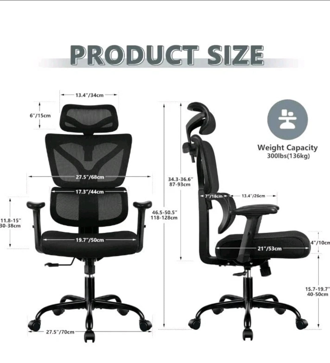 Ergonomic Office Chair- High Back Gaming Recliner with Lumbar Support 3D Armrest