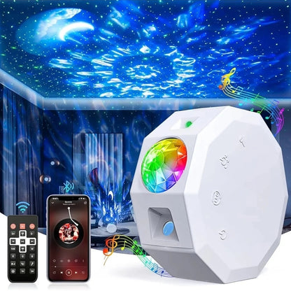 2 In 1 Galaxy Star Night LED Starry Sky Projector Light With Bluetooth Speaker