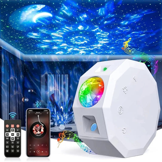 2 In 1 Galaxy Star Night LED Starry Sky Projector Light With Bluetooth Speaker