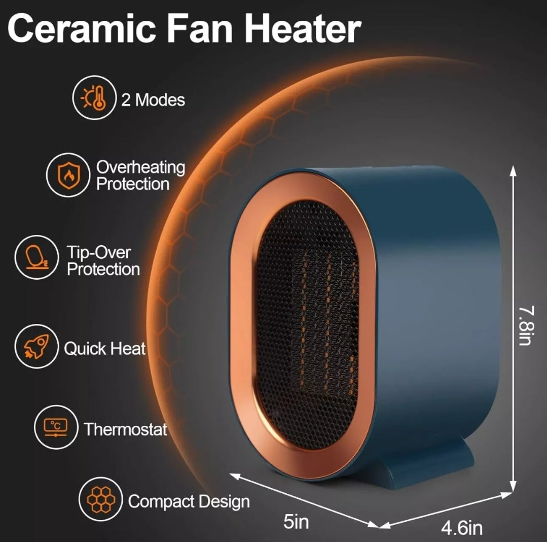 1200W Mini Electric Ceramic Space Heater Portable Heater Warm Fan Home Office Uk
