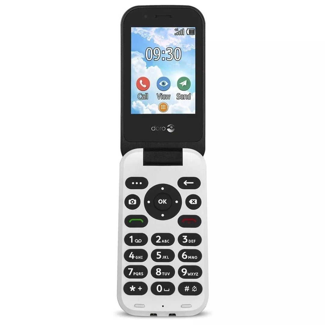 New Doro 7030 4G Dual sim, Big Keys, Loud Sound, Black & White factory unlocked.