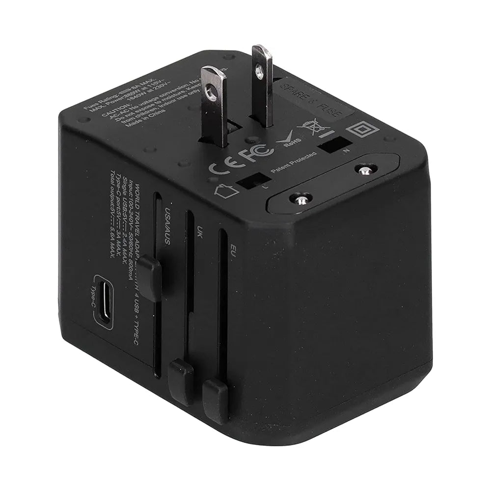Worldwide Travel Plug adapter with 5 USB Ports - Universal International adapter