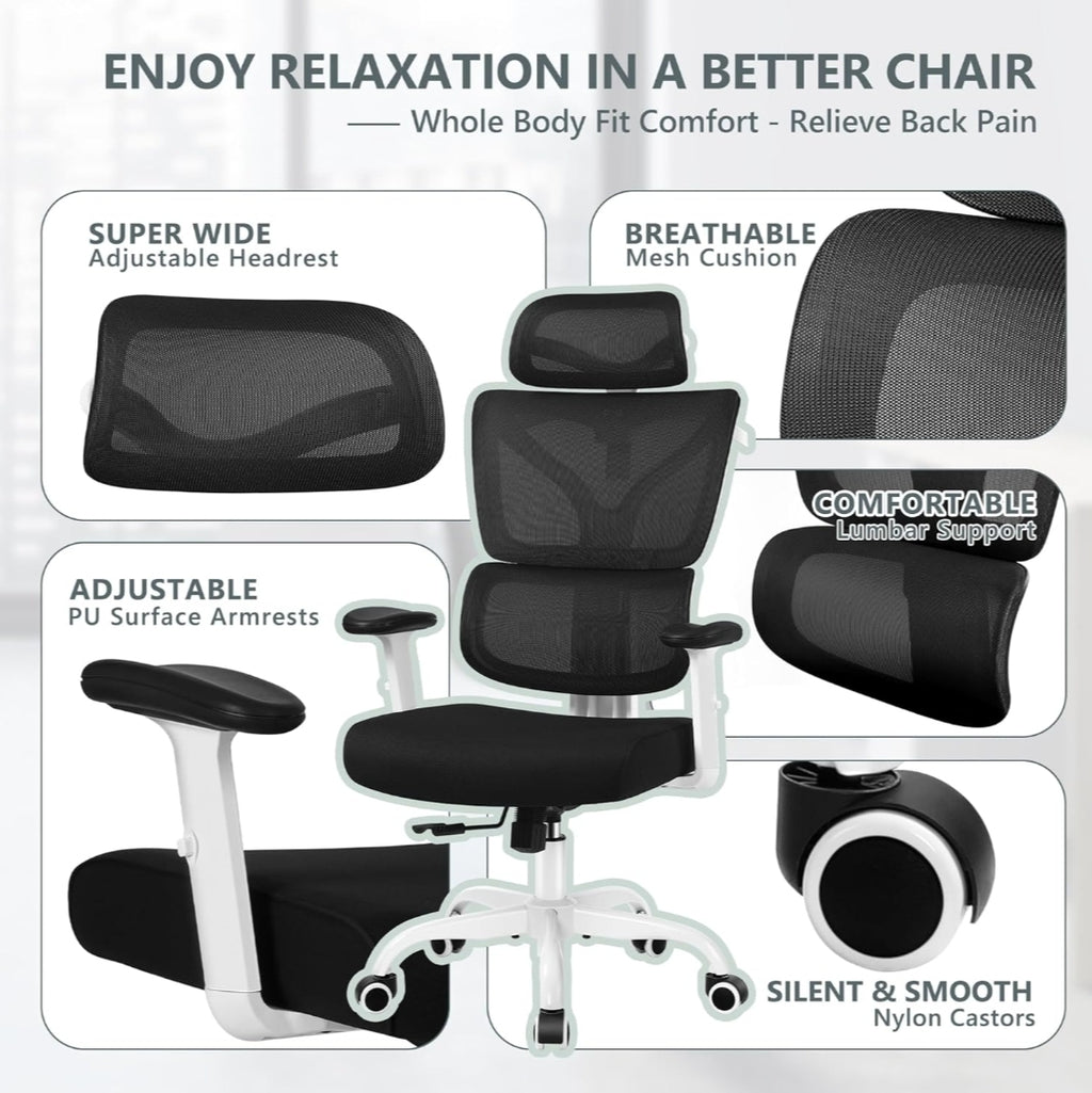 Ergonomic Office Chair- High Back Gaming Recliner with Lumbar Support 3D Armrest