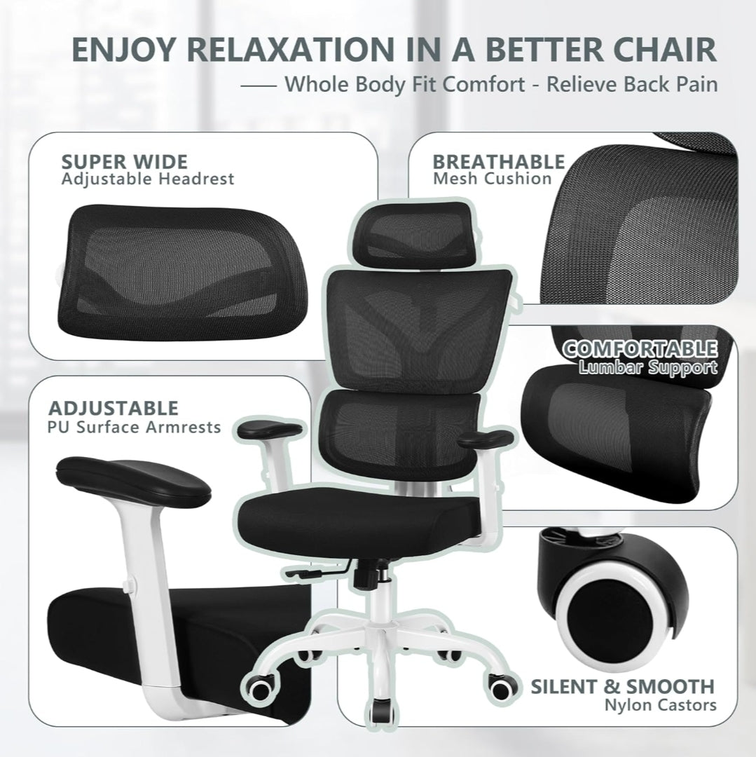 Ergonomic Office Chair- High Back Gaming Recliner with Lumbar Support 3D Armrest