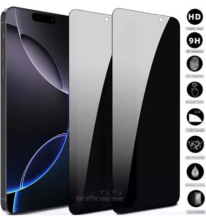 Privacy glass screen protector for Apple iPhone 16, 15, 14,