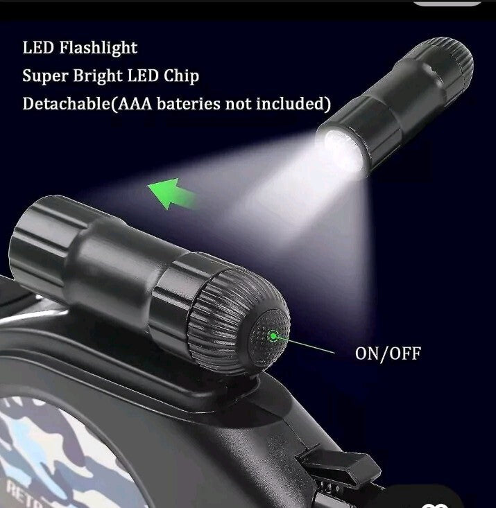 Rrctractable Dog Lead, 50KG Heavy Duty Large Dog Leash, Lockable 8M+ Led Tourch
