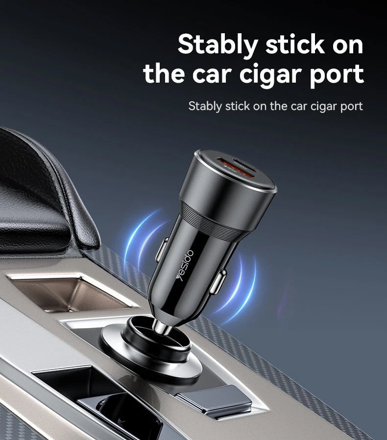 Fast Car Charger 50W Dual, USB-C PD & USB-A Fast Charge Plug for Phone & Tablet