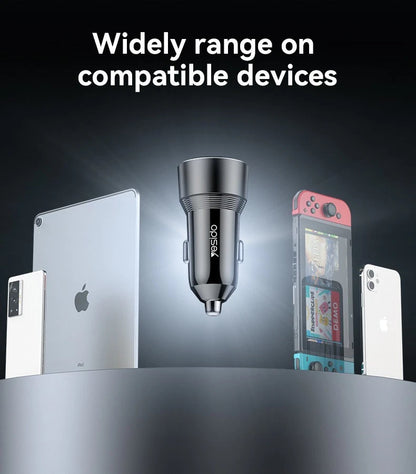 Fast Car Charger 50W Dual, USB-C PD & USB-A Fast Charge Plug for Phone & Tablet