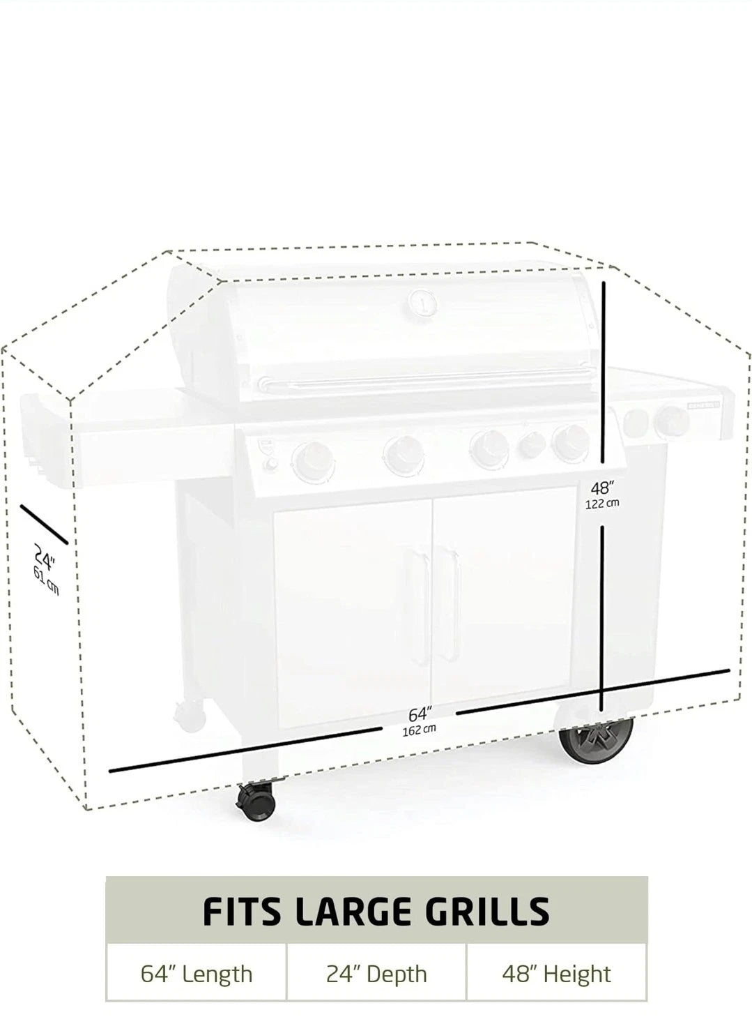 All-Weather BBQ Cover (64" - 162cm) Waterproof Cover With Air Vents-large Size