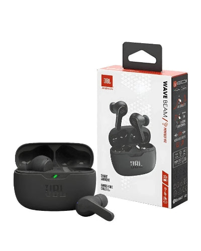 Brand New Genuine JBL Tune Beam, Pure Bass, (Black) - Wireless Bluetooth Earbuds