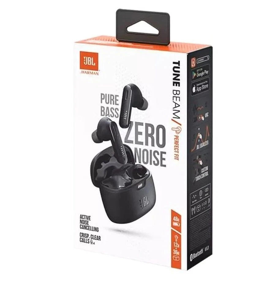 Brand New Genuine JBL Tune Beam, Pure Bass, (Black) - Wireless Bluetooth Earbuds