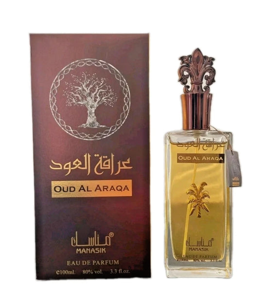 Oud Al Araqa Eau De Parfum 100ml by Manasik | Unisex Long Lasting Arabic Oud