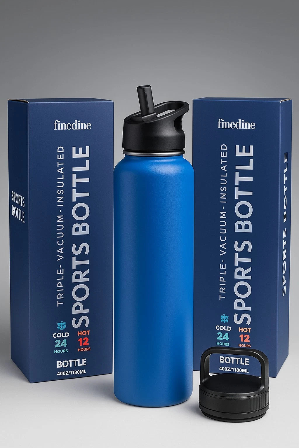 Triple Insulated Stainless Steel Sports Water Bottle 1180ml | Hot & Cold | Straw
