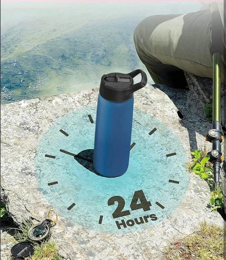 Triple Insulated Stainless Steel Sports Water Bottle 1180ml | Hot & Cold | Straw