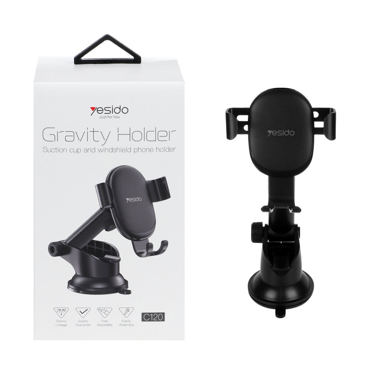 Car Phone Holder Yesido C120, 360 Rotatable Suction Cup Dashboard And Windshield