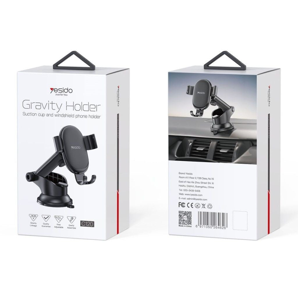 Car Phone Holder Yesido C120, 360 Rotatable Suction Cup Dashboard And Windshield