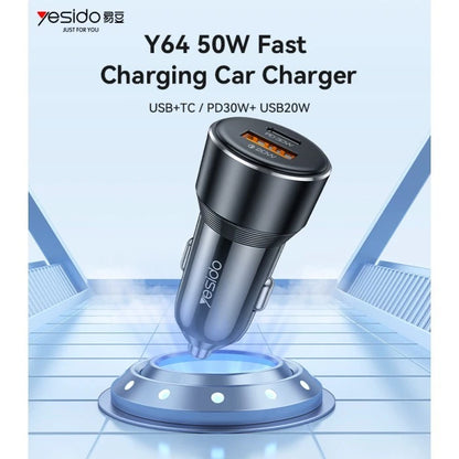Fast Car Charger 50W Dual, USB-C PD & USB-A Fast Charge Plug for Phone & Tablet