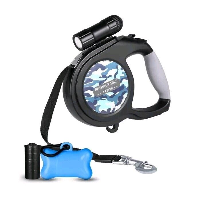 Rrctractable Dog Lead, 50KG Heavy Duty Large Dog Leash, Lockable 8M+ Led Tourch