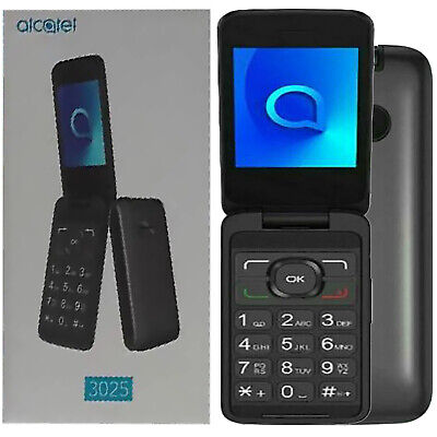 Alcatel 3025X Mobile Phone Unlocked LARGE BUTTON Flip Fold Grey New